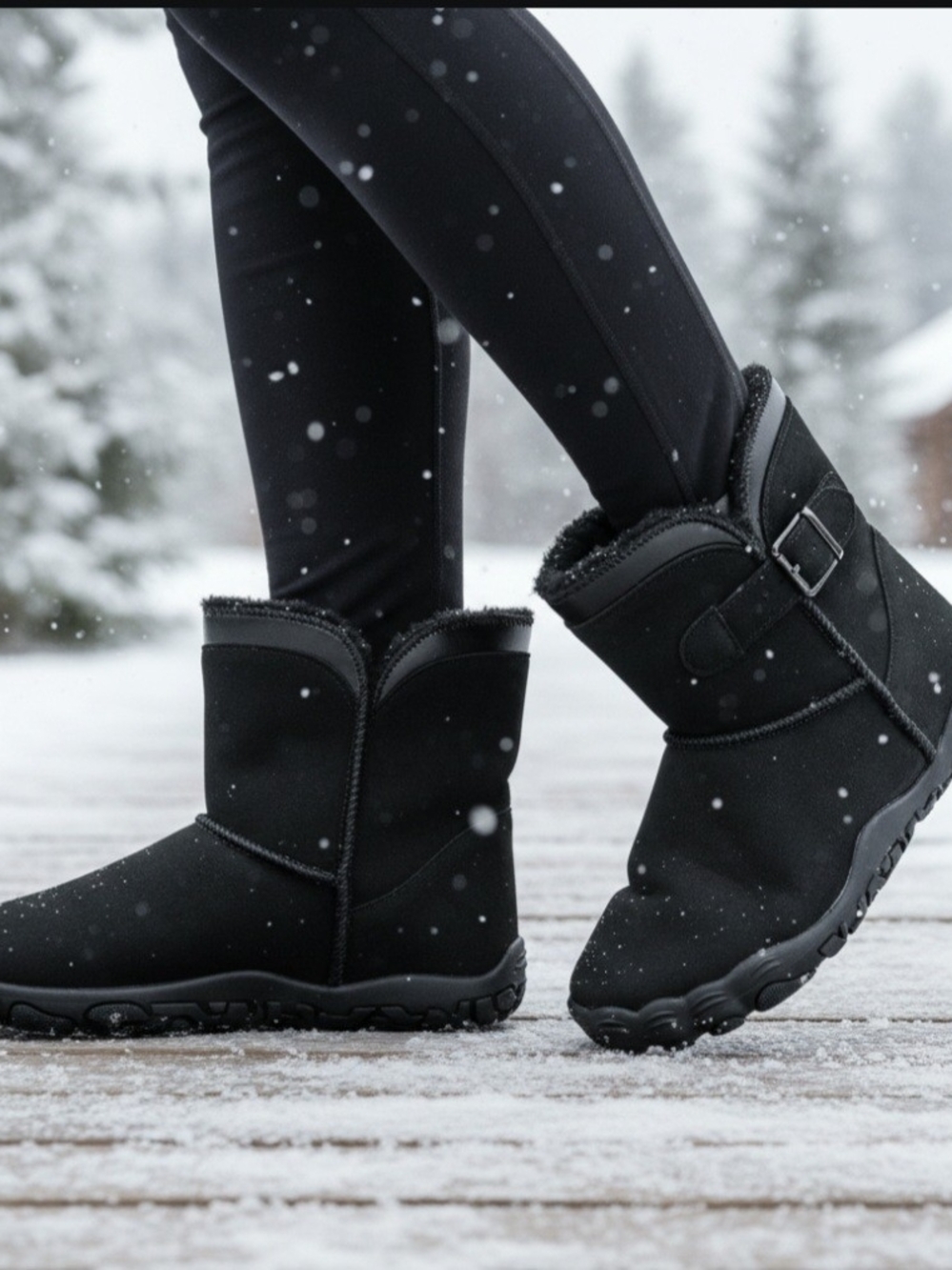 New Barefoot Winter Boots Black Faux Fur Minimalist Wome's EU 39 US 8 8.5